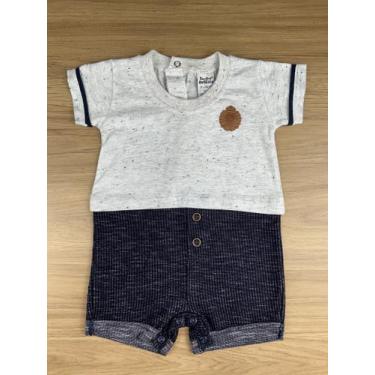 Imagem de Macacão para Bebê Elegance Casual Cinza com Listras Azul Marinho - Hap