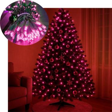 Imagem de Pisca Cordão Natalino 100 Lâmpadas LED Varal Decorativo 10m 220V Rosa para Uso Interno...