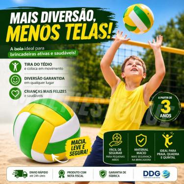 Imagem de Bola Infantil de Vôlei em Vinil Inflável DDG5101 Brinquedo Macio para Criança 3+ DDG Toys