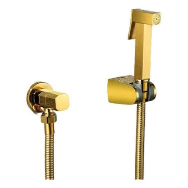 Imagem de Ducha Higiênica Dourada Quadrada Banheiro Luxo  Ouro Gold Simples Aço 