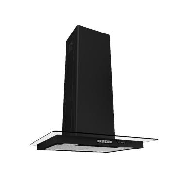 Imagem de Coifa de Ilha Fogatti Ilha Black Vidro Reto 60cm Inox com Led e Filtro de Carvão Ativado Preto 220V