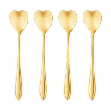 Imagem de Conjunto De 4 Colheres De Chá De Aço Inox Dourado Heart Wolff