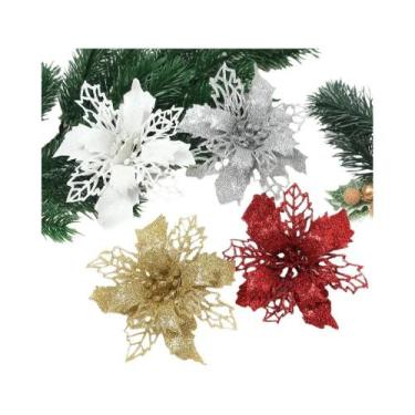 Imagem de Flores Artificiais De 11CM Para Decoração De Árvore De Natal, 510 Peça