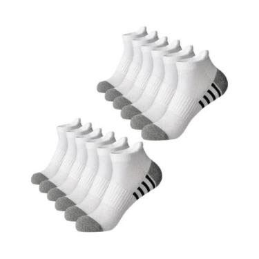 Imagem de Meias Esportivas Masculinas plus Size, 12 Pares, Respiráveis, Confortá