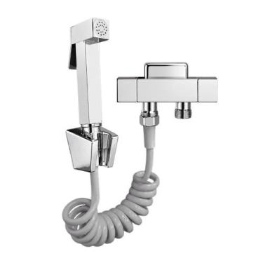 Imagem de Ducha Higiênica Cromada Mangueira Espiral Registro Quadrado Metal Gati
