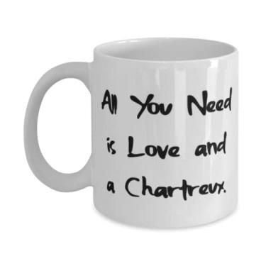 Imagem de Presentes de gato chartreux legais, All You Need is Love and a Chartreux, Caneca de Natal 325 g 443 ml para gato Chartreux