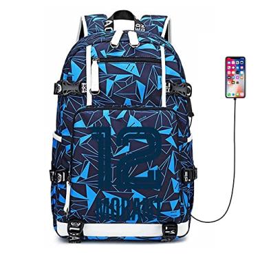 Imagem de FANwenfeng Mochila multifuncional para fãs de basquete JA Number 12, Padrão azul marinho - 2, Free Size, Moderno