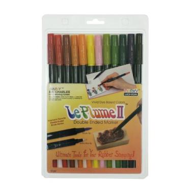 Imagem de Uchida Of America Marcadores de ponta dupla Le Plume II com pincel e materiais de arte de ponta fina, 12, jardim