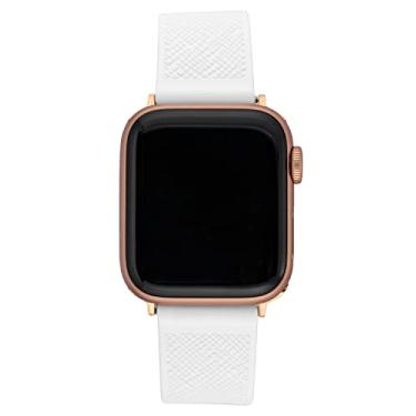 Imagem de Anne Klein Pulseira de silicone fashion para Apple Watch seguro, ajustável, substituição de pulseira de relógio Apple, serve na maioria dos pulsos, Branco, 42/44/45mm
