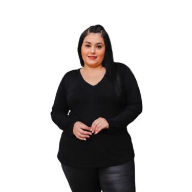 Imagem de Blusa Feminina Gola V Plus Size Manga Longa Mazal