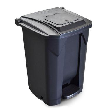 Imagem de Lixeira 60L C/ Rodinha Pedal Tampa Click p/ Jardim Preta