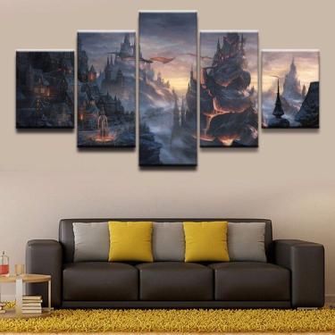 Imagem de Quadro Decorativos Dragão com 5 peças 130x65 2