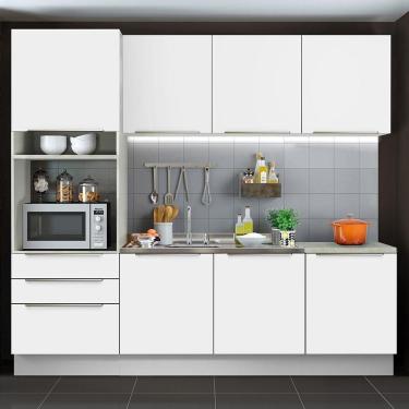 Imagem de Cozinha Completa Madesa Lux com Armário e Balcão 7 Portas 3 Gavetas - Branco/Branco Veludo
