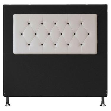 Imagem de Cabeceira Casal 1,40m Havana Suede Preto Branco