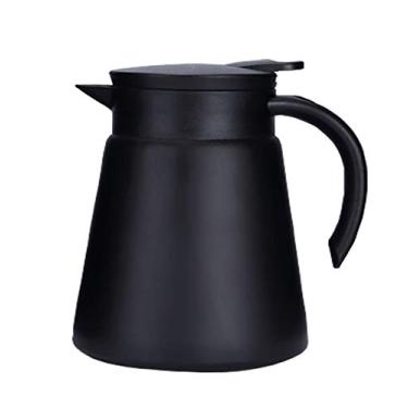 Imagem de Jarra térmica de café de aço inoxidável com alça da JOYSIP de 946 ml, vaso isolado a vácuo com parede dupla para água quente, chá, café, 12 horas de retenção de calor, 900 ml, Preto