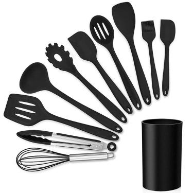 Imagem de Kit Jogo Utensilios Para Cozinha 11Pcs Colheres Silicone