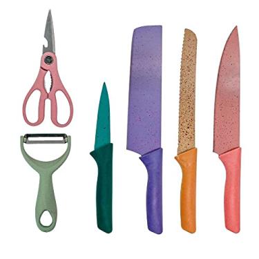 Imagem de Conjunto De Facas De Cozinha Em Aço Inoxidável Colorido Multifuncional 6 peças