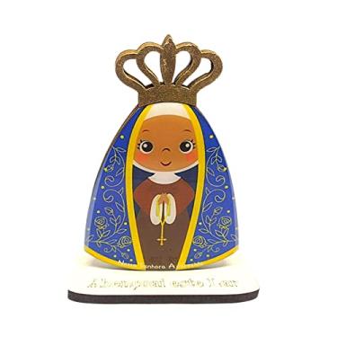 Imagem de Imagem Nossa Senhora Aparecida Infantil de Madeira MDF Baby Lembrança Escultura com Rostinho de Bebê 13cm