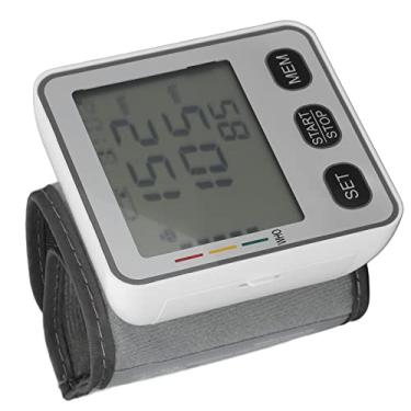 Imagem de Monitor de pressão arterial, display LCD esfigmomanômetro digital automático detector de batimentos cardíacos função de voz precisa para viagem para casa