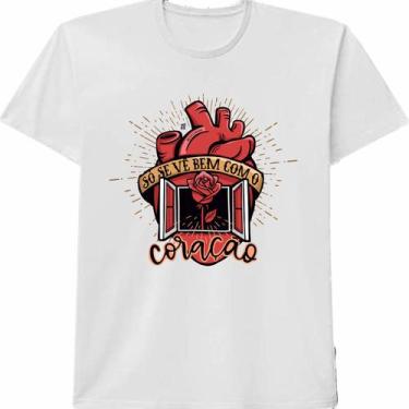 Imagem de Camiseta Estampada Coração Com Flor Manga Curta - Duchico