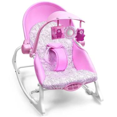 Imagem de Cadeira Cadeirinha Bebê Descanso Balanço Musical Vibratória Reclinável Rosa Menina Multikids Seasons 0 a 18kg
