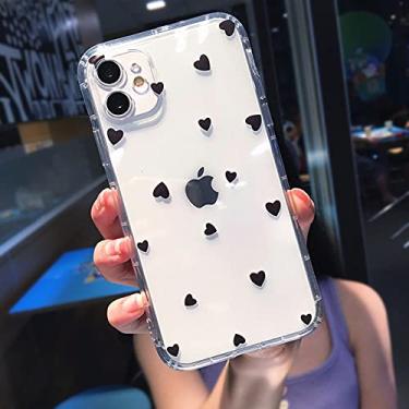 Imagem de Capa de Softphone Transparente Fashion Love Heart para iPhone 11 Pro MAX X XS XR 12 Mini 7 8 plus SE 2020 Capa Macia de Cute Wave Point, Black Love Heart, para iPhone XS Max