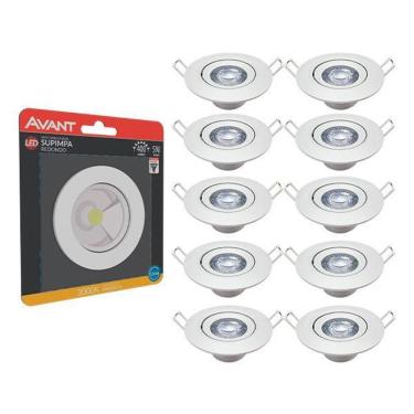 Imagem de Kit 10 Spot 5w 3000K Led Direcional Embutir Gesso Teto Avant