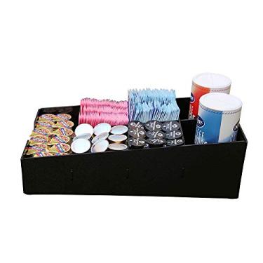 Imagem de Organizador de copos HAITIAN Coffee Condiment com 7 compartimentos para loja, escritório e uso doméstico, feito à mão com folha de ABS de 3 mm, cor preta