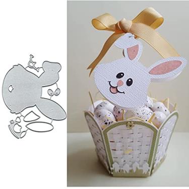 Imagem de Coelho fofo Páscoa Cortes de metal, Coelhinho da Páscoa de Páscoa Cartão de Casamento Corte Matrizes Estênceis DIY Álbum de Fotos Gravação Decorativa Fazendo Cartão de Papel
