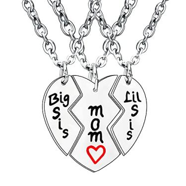 Imagem de BESPMOSP Conjunto de colar para mãe e filha, Big Sis Lil Sis Sister Mom joia conjunto de colar