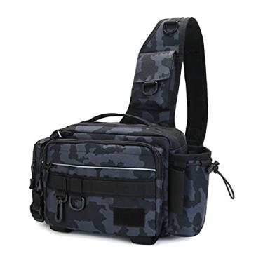 Imagem de Tingpai Saco de equipamento de pesca multifuncional ao ar livre resistente à água bolsa tipo estilingue bolsa de cintu pa carretel de isca bolsa izado de zenamento