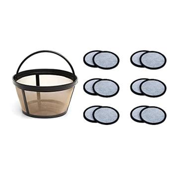 Imagem de Filtro de café permanente estilo cesta de 10 a 12 xícaras e um conjunto de 12 filtros de água projetados para caber em cafeteiras Mr. Coffee