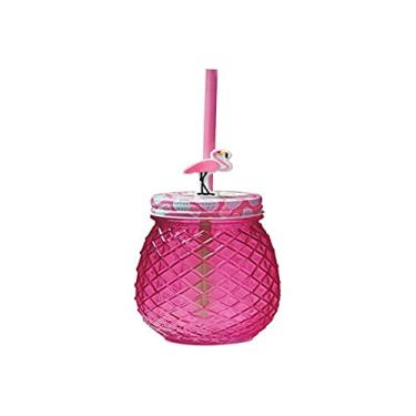 Imagem de Tuut, Linha Vidros, Copo Decorativo com Canudo de Flamingo, Rosa, 540ml