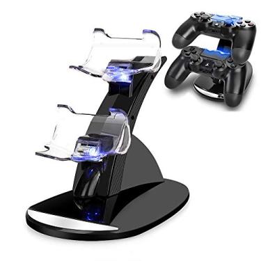 Imagem de Estação de carregamento para controle de PS4, controle de carregamento VSEER Dual Shock PS4 Playstation 4, estação de ancoragem de carga dupla, suporte para PS4, carregador para Sony PS4/PS4 Pro/PS4 Slim, preto