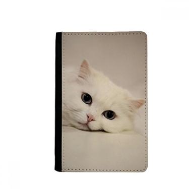 Imagem de Porta passaporte gato branco gatinho animal relaxar notecase burse capa carteira porta-cartão, Multicolor