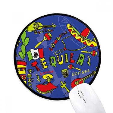 Imagem de DIYthinker Tequila Sombrero Guitarra Chili México Elment Mouse Pad Desktop Escritório Tapete Redondo para Computador
