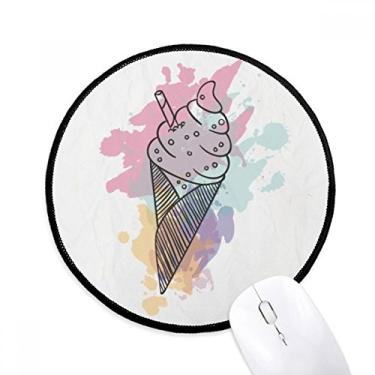 Imagem de DIYthinker Aquarela Biscuits Bar Cones Sorvete Mouse Pad Desktop Escritório Tapete Redondo para Computador
