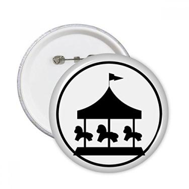 Imagem de Carousel Parque de Diversões com contorno preto, alfinetes redondos, emblema, acessórios, decoração, 5 peças