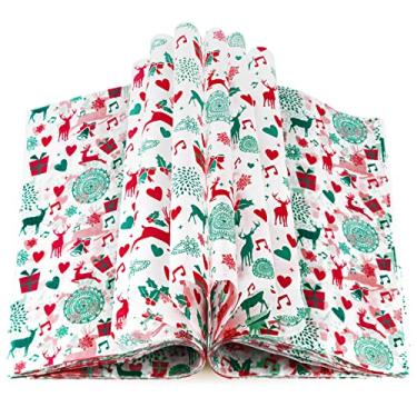 Imagem de 100 peças de papel de cera de Natal para alimentos, folhas de papel encerado, embrulhos de sanduíche para doces e biscoitos, à prova d'água, à prova de óleo, para piquenique com padrão de rena para cozinha e alimentos feitos à mão