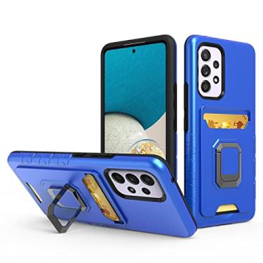 Imagem de Caso protetor Cobertura resistente de corpo inteiro à prova de choque com estojo magnético de 360° para Samsung Galaxy A53 5G, capa protetora com compartimentos para cartão Capa de casos (Color : Blu