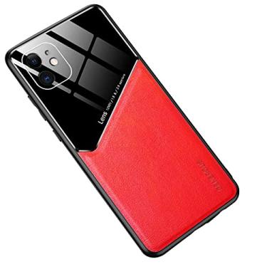 Imagem de Hee Hee Smile Capa para celular antiqueda com textura de couro é adequada para capa traseira rígida para Samsung Galaxy M22 vermelha