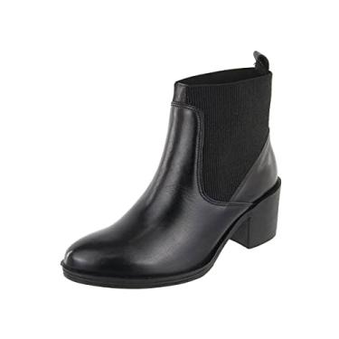 Imagem de Bota Couro Feminina Elástico Cano Curto Retta Oficial (36, preta)