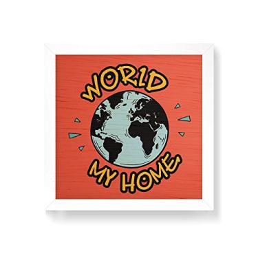 Imagem de Arte Maníacos Quadro decorativo com moldura caixa branca em Madeira - World My Home - 30x30cm