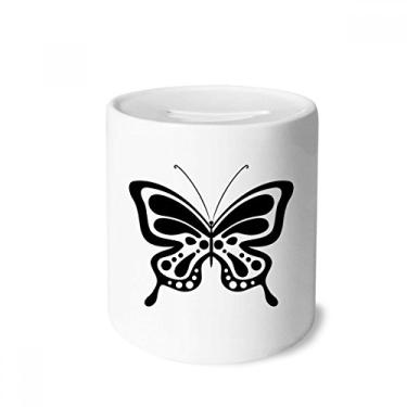 Imagem de DIYthinker Caixa de moedas de cerâmica simples com desenho de borboleta preta para presente de cofrinho