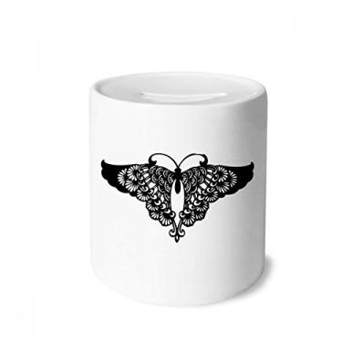 Imagem de DIYthinker Caixa de moedas de cerâmica com contorno de asas de babados para dinheiro com porta-moedas