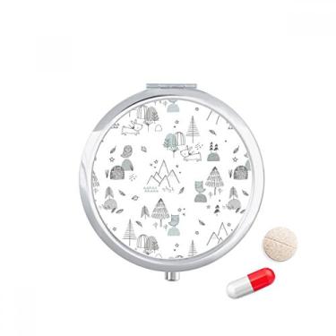 Imagem de Caixa de comprimidos de desenho animado pássaro montanha estrela grama árvore recipiente dispensador de remédios