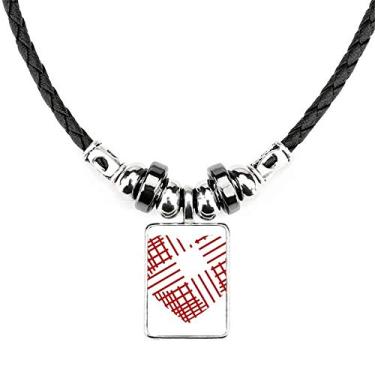 Imagem de DIYthinker Colar vermelho de coração de dia dos namorados joia com pingente de corda de couro Torque