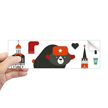 Imagem de DIYthinker Adesivo retangular de para-choque Rússia de urso vodka acordeão boneca Rússia decalque de janela