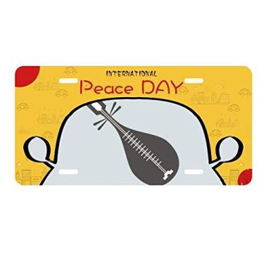 Imagem de DIYthinker Pipa Instruments Placa de licença com padrão chinês, etiqueta para decoração de carro, dia da paz