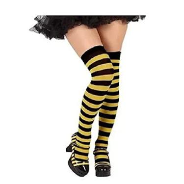 Imagem de Meia Até Joelho 7/8 Amarela Com Listra Preta Abelhinha Tamanho: único